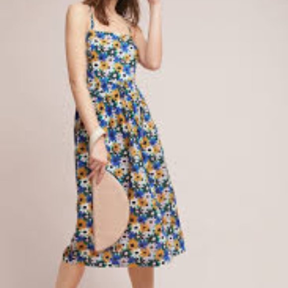 Anthropologie Corey Lynn Calter Floral Smocked - Picture 1 of 7